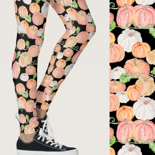 Cute orange pumpkins fall seasonal patterned leggings