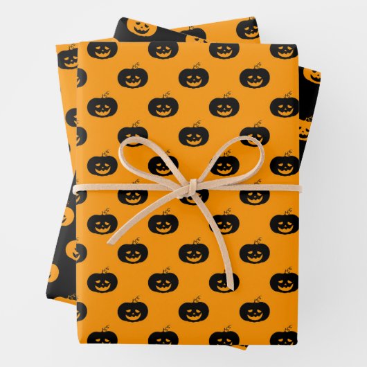 Cute Orange Pumpkins Halloween Pattern Geschenkpapier Set (Beispiel)