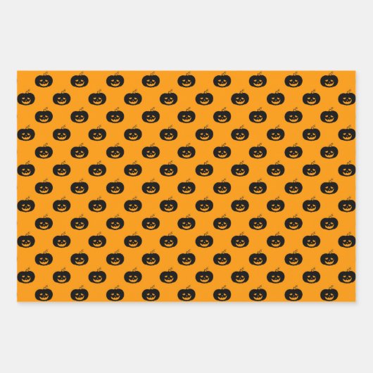 Cute Orange Pumpkins Halloween Pattern Geschenkpapier Set (Vorderseite)