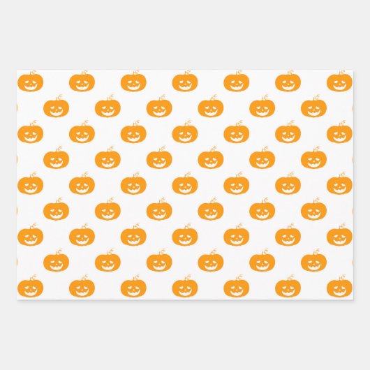 Cute Orange Pumpkins Halloween Pattern Geschenkpapier Set (Vorderseite 2)