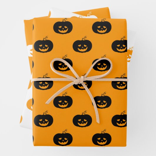 Cute Orange Pumpkins Halloween Pattern Geschenkpapier Set (Beispiel)