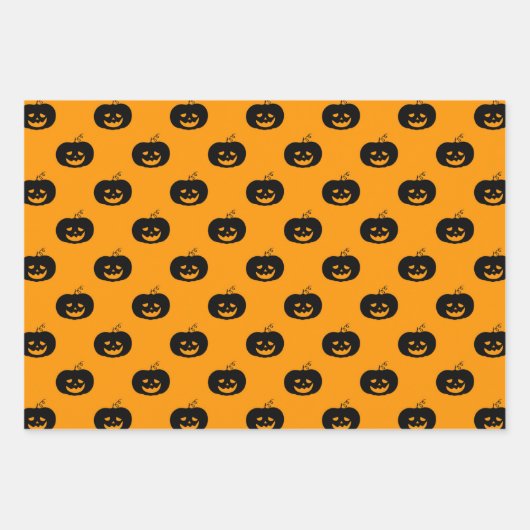 Cute Orange Pumpkins Halloween Pattern Geschenkpapier Set (Vorderseite)
