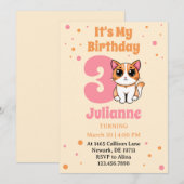 Cute Orange Rose Tabby Kitten Birthday Einladung (Vorne/Hinten)