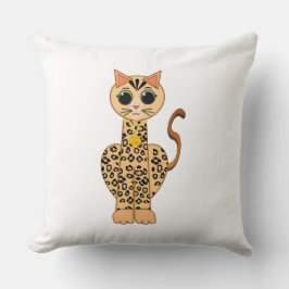 Cute Orange Spotted Bengal Cat on White Kissen