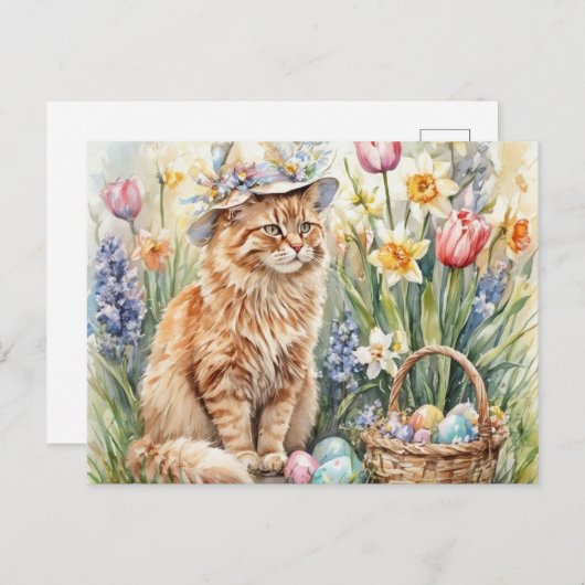 Cute Orange Tabby Cat Easter  Postkarte (Vorne/Hinten)