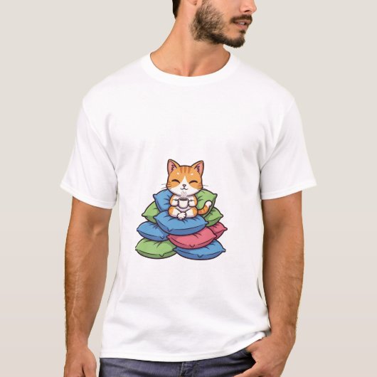 Cute Orange Tabby Cat Relaxing on Stack T-Shirt (Vorderseite)