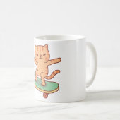 Cute Orange Tabby Cat Skating on Skateboard Kaffeetasse (VorderseiteRechts)