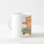 Cute Orange Tabby Cat Skating on Skateboard Kaffeetasse (Vorderseite Links)