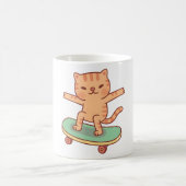 Cute Orange Tabby Cat Skating on Skateboard Kaffeetasse (Mittel)