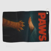 Cute Orange Tabby vs Human Foot Golfhandtuch (Horizontal)