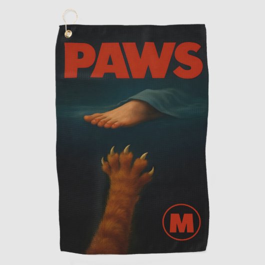 Cute Orange Tabby vs Human Foot Monogram Golfhandtuch (Vorderseite)