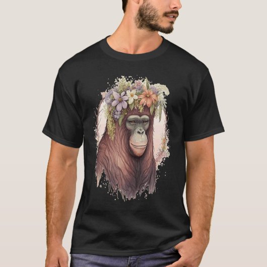 Cute Orangutan Flower Crown Monkey T-Shirt (Vorderseite)
