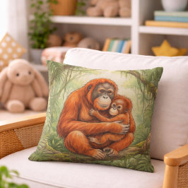 Cute Orangutan Mama And Baby Jungle Animals  Kissen