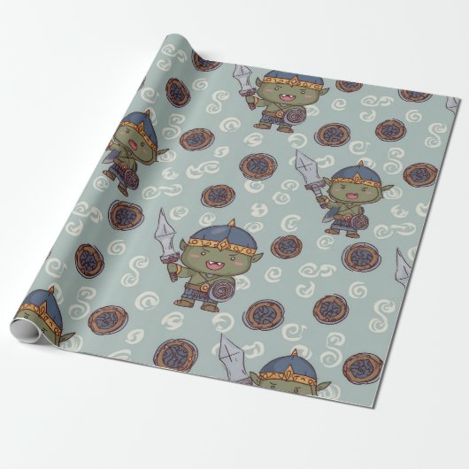 Cute Orc Boy Wrapping Paper Geschenkpapier (Ungerollt)