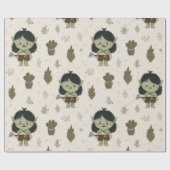 Cute Orc Girl Wrapping Paper Geschenkpapier (Flach)