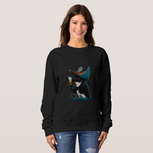 Cute Orca Animal Orca Drinking Beer  1 Sweatshirt (Vorne ganz)