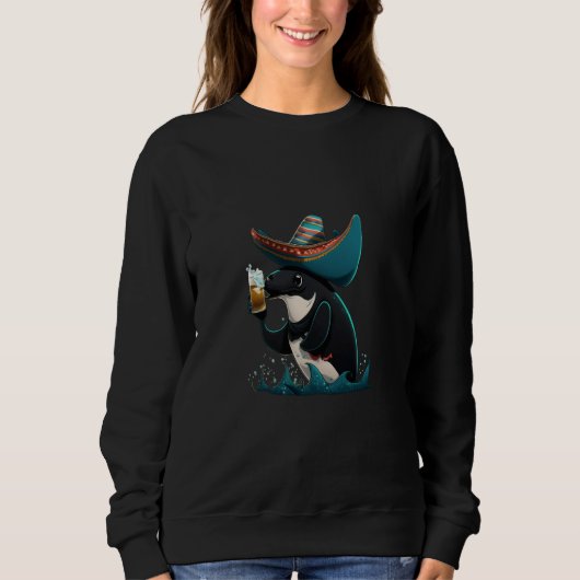 Cute Orca Animal Orca Drinking Beer  1 Sweatshirt (Vorderseite)