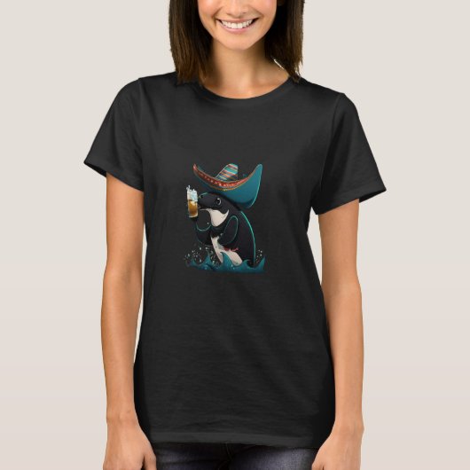 Cute Orca Animal Orca Drinking Beer 1 T-Shirt (Vorderseite)