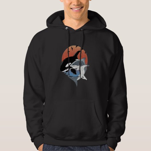 Cute Orca Whale and Shark Samoa Polynesia Long Sle Hoodie (Vorderseite)
