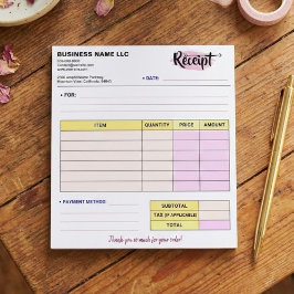 Cute Order Receipts | Small Business Name Invoice Notizblock