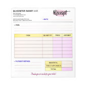 Cute Order Receipts | Small Business Name Invoice Notizblock (Vorderseite)