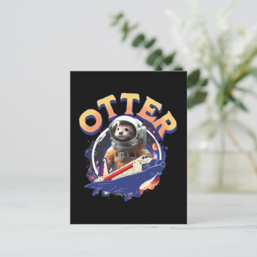 Cute Otter Astronaut Outer Space Shuttle Cadet Postkarte (Stehend Vorderseite)