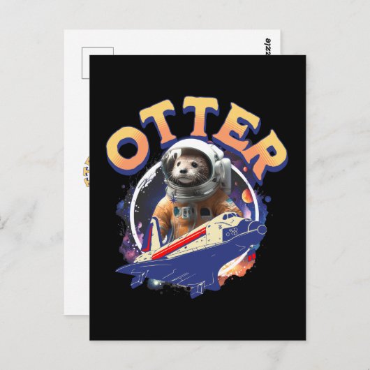 Cute Otter Astronaut Outer Space Shuttle Cadet Postkarte (Vorne/Hinten)