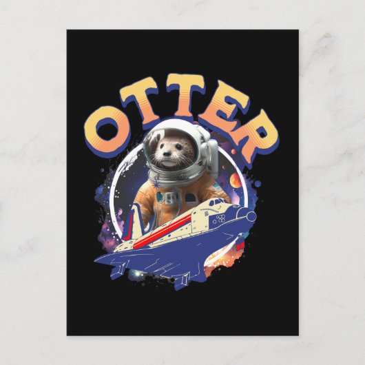 Cute Otter Astronaut Outer Space Shuttle Cadet Postkarte (Vorderseite)