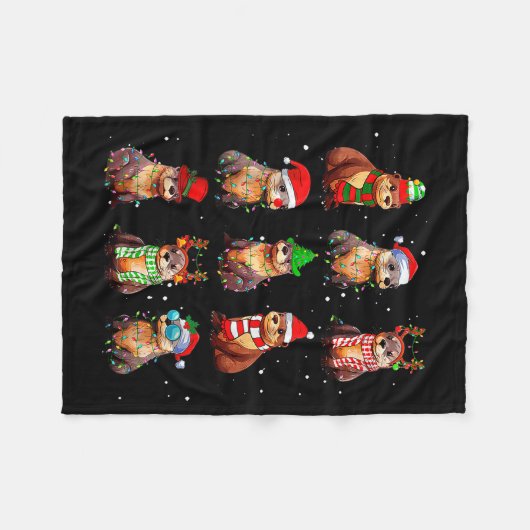 Cute Otter Christmas Pajama Funny Xmas Lights Anim Fleecedecke (Vorderseite (Horizontal))