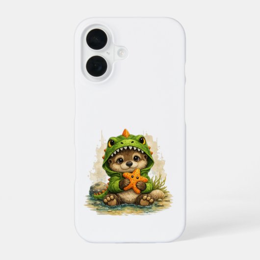 Cute Otter Dino iPhone 16 Case Kawaii Hülle (Rückseite)