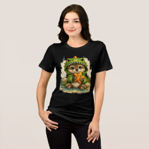 Cute Otter Dinosaur Hoodie Kawaii Animal T-Shirt Tri-Blend Shirt