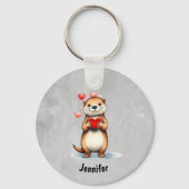 Cute Otter I love YOU with all my Heart Schlüsselanhänger (Rückseite)