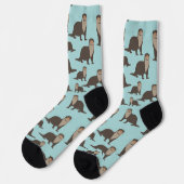 Cute Otter Illustration Pattern Socken (Linkes Detail)