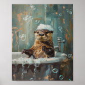 Cute Otter in Bubble Bath Poster (Vorne)