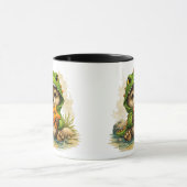 Cute Otter in Dinosaur Costume with Starfish Coffe Tasse (Zentrum)