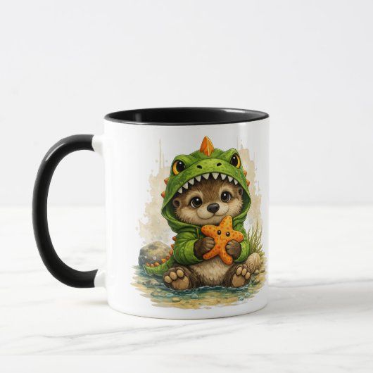 Cute Otter in Dinosaur Costume with Starfish Coffe Tasse (Links)