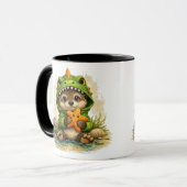Cute Otter in Dinosaur Costume with Starfish Coffe Tasse (Vorderseite Links)