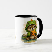 Cute Otter in Dinosaur Costume with Starfish Coffe Tasse (VorderseiteRechts)