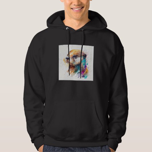 Cute Otter Paint Splatter Illustration Colorful Wa Hoodie (Vorderseite)