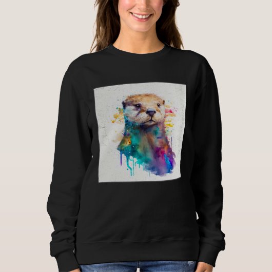 Cute Otter Paint Splatter Illustration Colorful Wa Sweatshirt (Vorderseite)