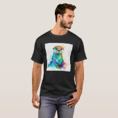 Cute Otter Paint Splatter Illustration Colorful Wa T-Shirt (Vorne ganz)