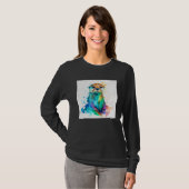 Cute Otter Paint Splatter Illustration Colorful Wa T-Shirt (Vorne ganz)