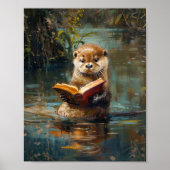 Cute Otter Reading a Book Poster (Vorne)