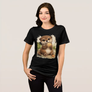 Cute Otter Seashell T-Shirt Kawaii Animal Gift Tri-Blend Shirt