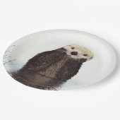 Cute Otter Wildlife Image Pappteller (Schrägansicht)