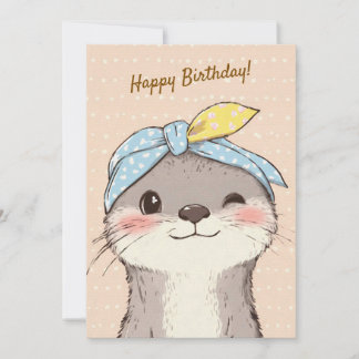 Cute Otter with Bandana Kids Birthday Invitation Einladung