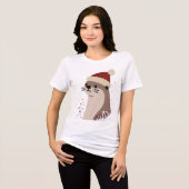 Cute otter with Christmas hat, Holiday Animal Tri-Blend Shirt (Vorderseite voll)