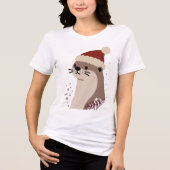 Cute otter with Christmas hat, Holiday Animal Tri-Blend Shirt (Vorderseite)