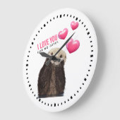 Cute Otter with Hearts Valentine's Day Große Wanduhr (Winkel)