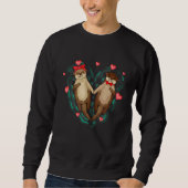Cute Otters Couples Love Hearts Retro Style Valent Sweatshirt (Vorderseite)